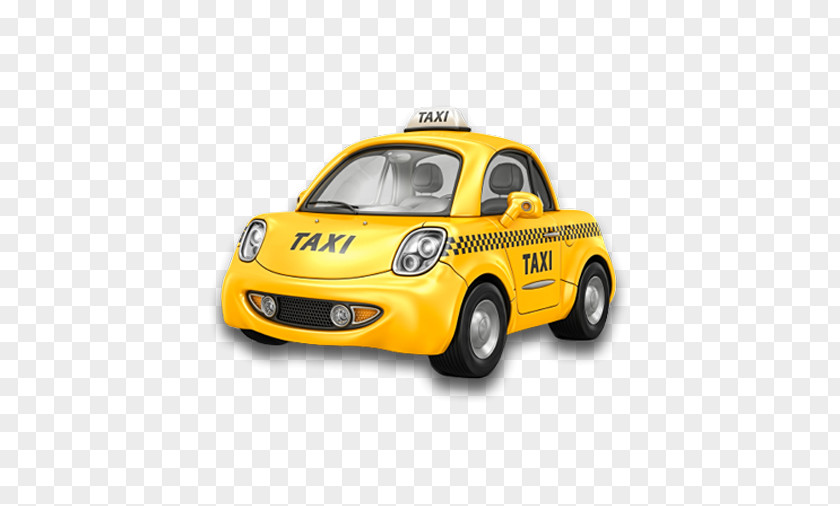Cartoon Taxi Yellow Cab Car Rental Airport Bus Travel PNG