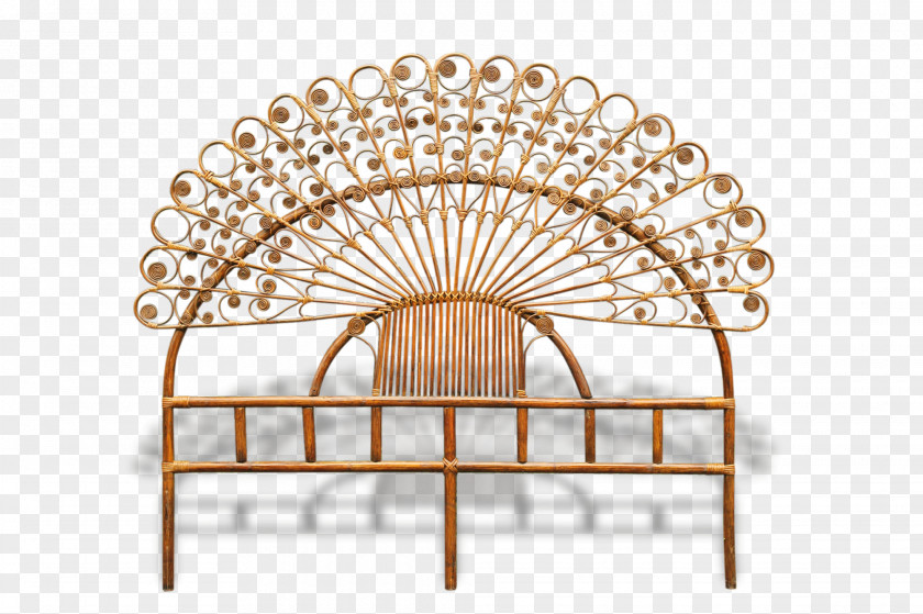 White Peacock Headboard Wicker Rattan Bed Cots PNG