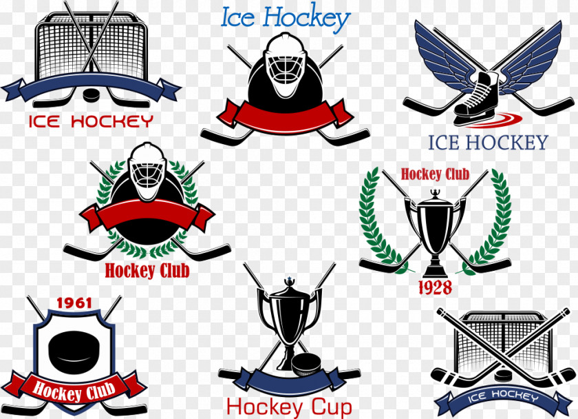 Vector Hockey Logo Ice Equipment Stick Puck PNG