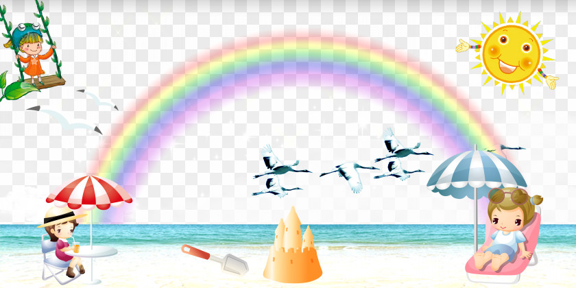Rainbow Beach Cartoon Photography Download PNG