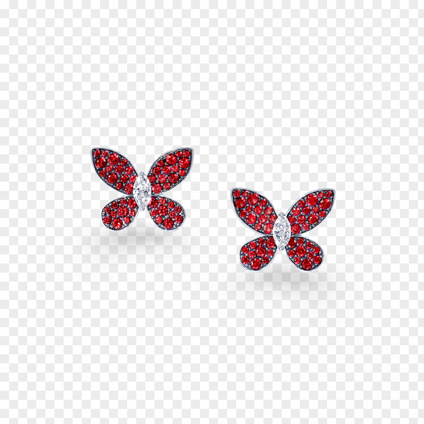 Butterfly Earring Graff Diamonds Ruby PNG