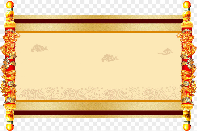 Dragon Stick Horizontal Scrolling Paper Edict Scroll PNG