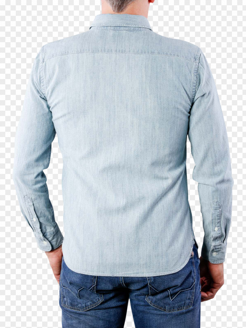 T-shirt Long-sleeved Denim Collar PNG