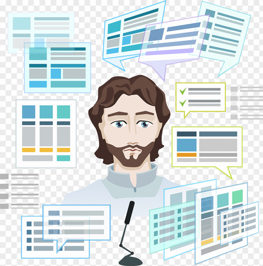 Hand-painted Cartoon Bearded Man And Reporting Beard Drawing PNG