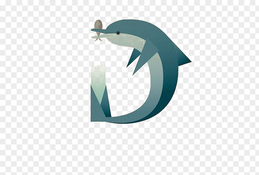 Cartoon Dolphin Animal Alphabet Typography Letter Illustrator PNG