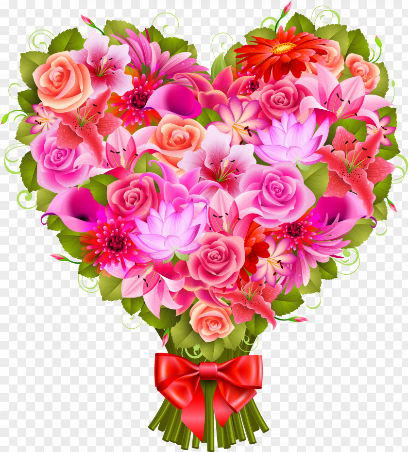Flower Bouquet Heart Valentine's Day Clip Art PNG