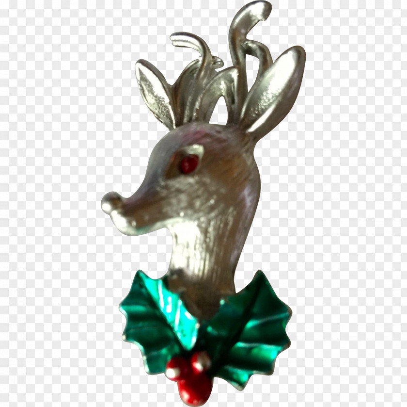 Reindeer Christmas Ornament Antler Silver PNG