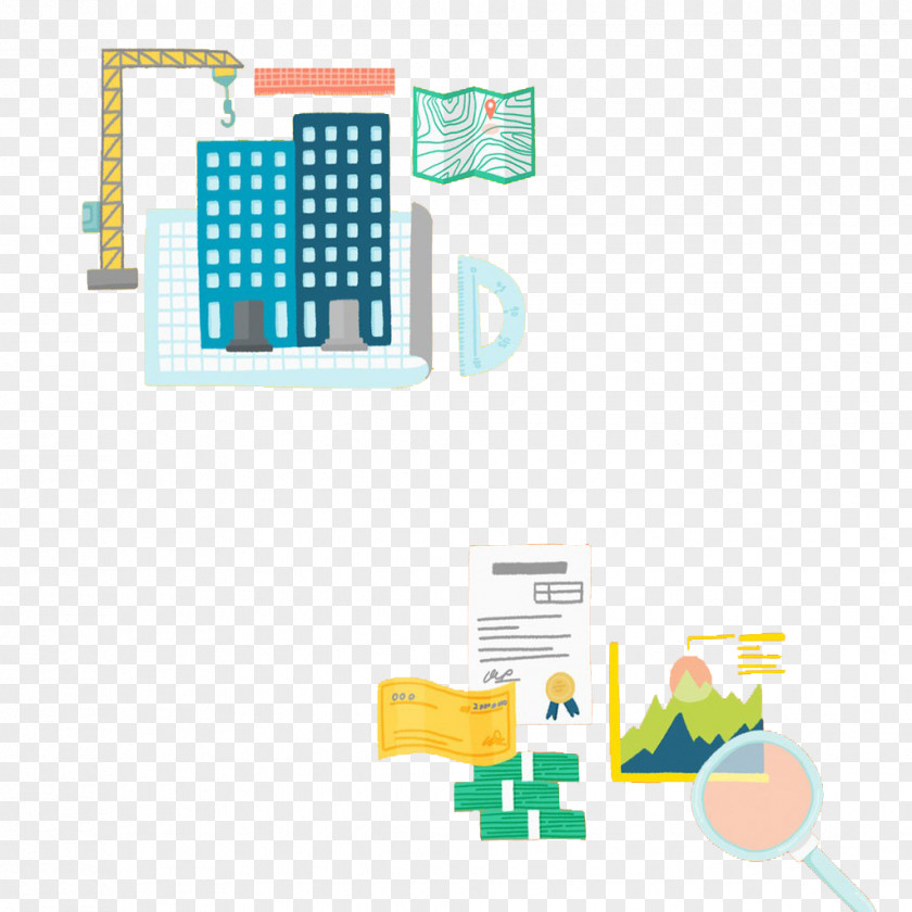 Building And Magnifying Glass PNG