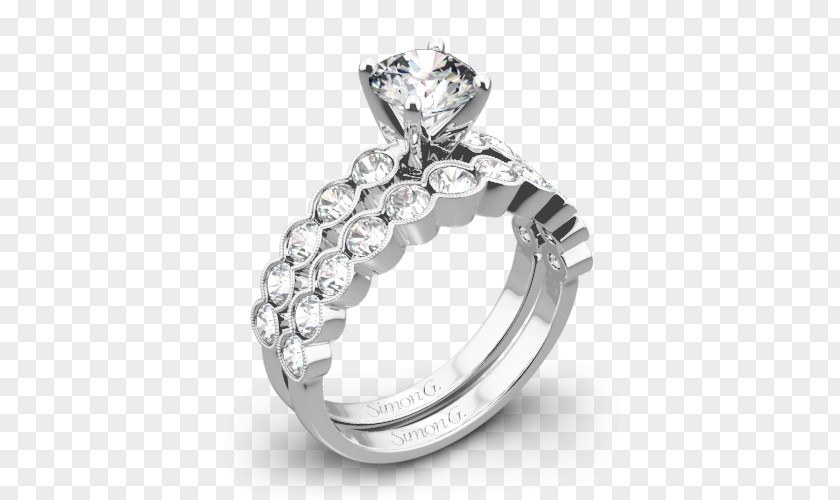Wedding Ring Silver Moissanite PNG