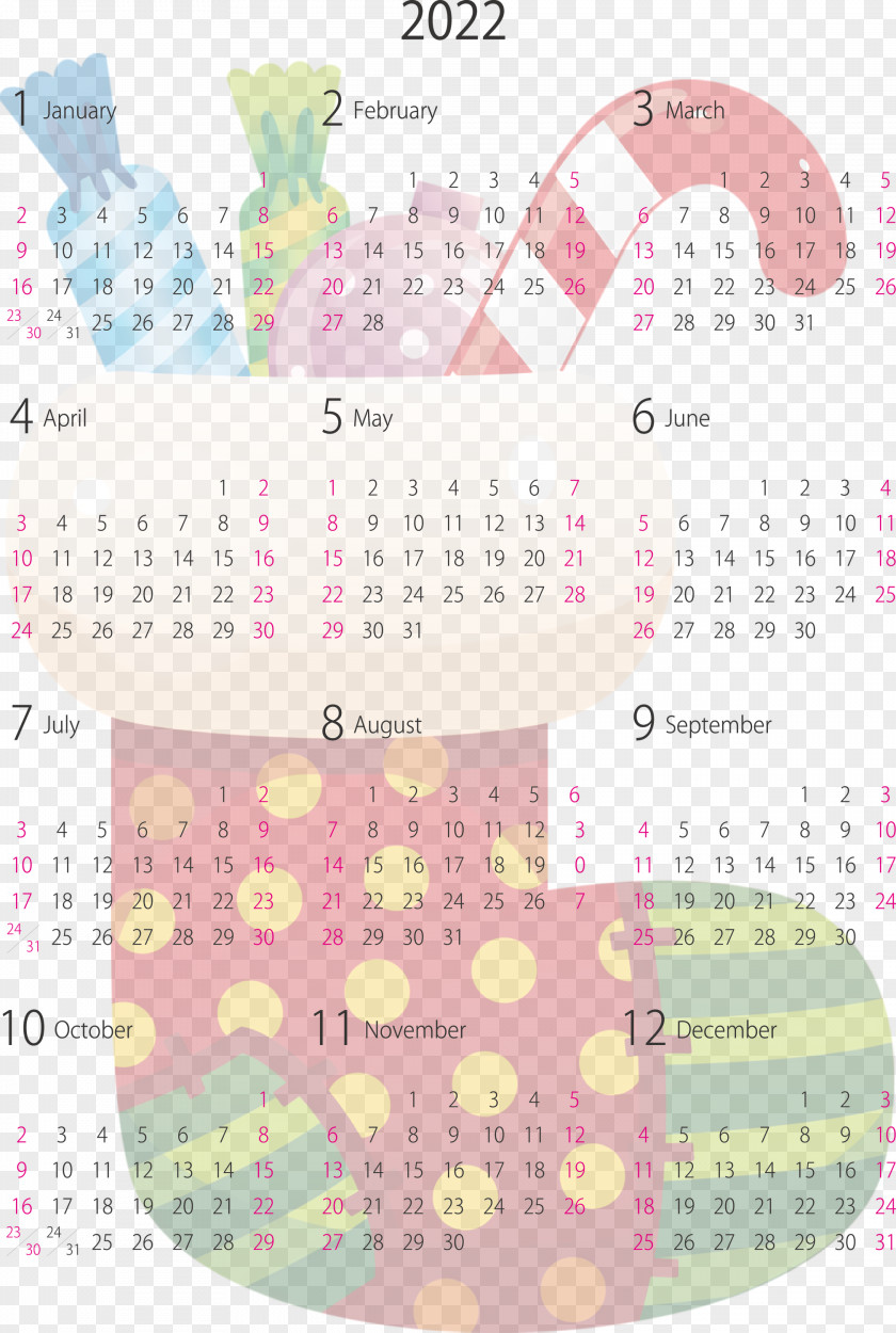 2022 Yearly Calendar Printable PNG