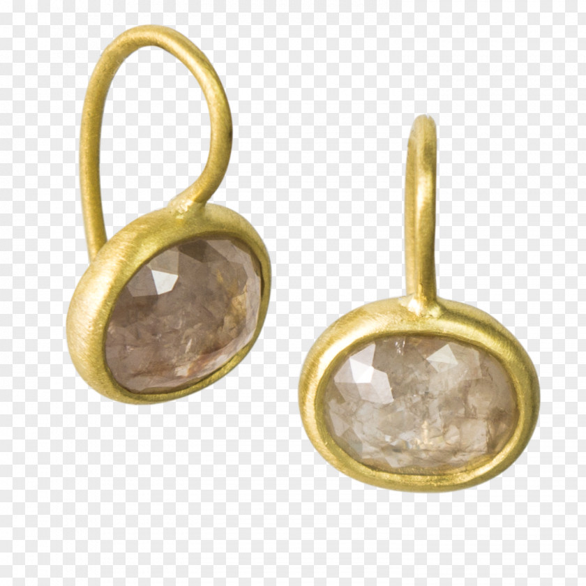 Diamond Bezel Earring Cut Gold PNG