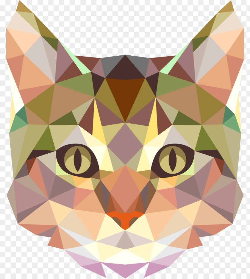 Polygolnal Cat Wall Decal Kitten Geometry Sticker PNG