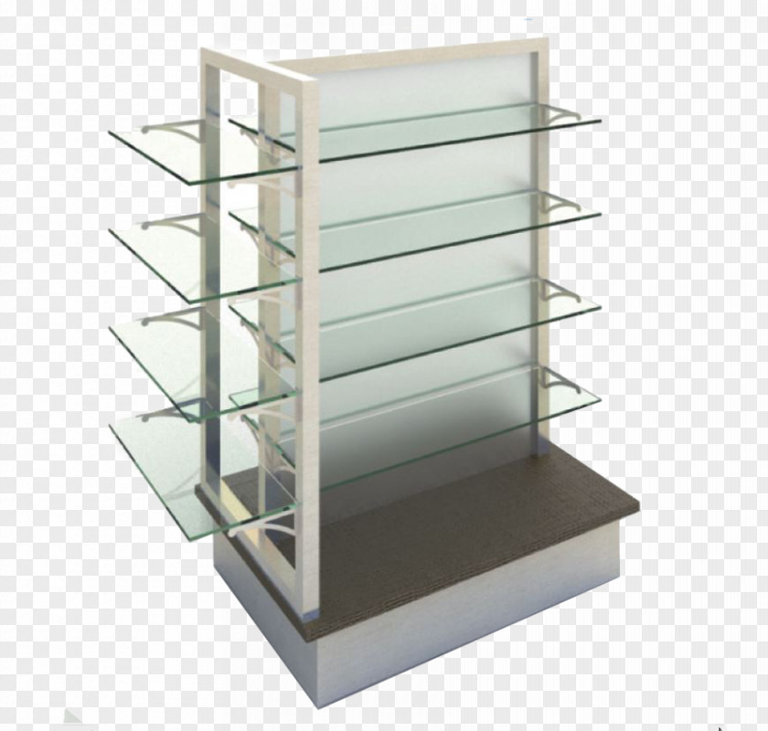 Glass Gondola Display Case Poly Shelf PNG