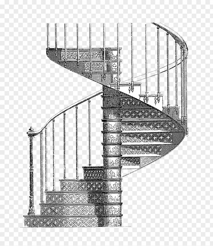 Pencil Sketching Rotary Stair Manuscript Stairs Cast Iron Drawing Csigalxe9pcsu0151 Illustration PNG