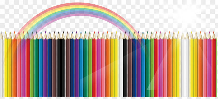 Cartoon Translucent Rainbow Colored Pencils Pencil Drawing PNG