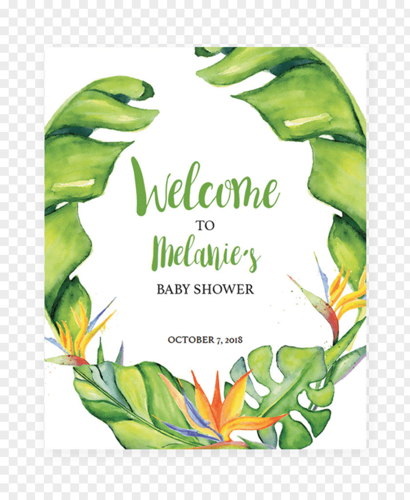 One Banana Leaf Watercolor Painting Baby Shower PNG