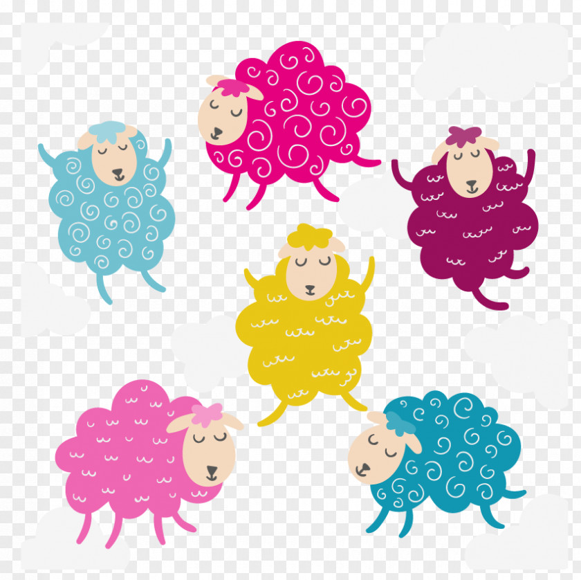 6 Color Sheep Vector Material Birthday PNG