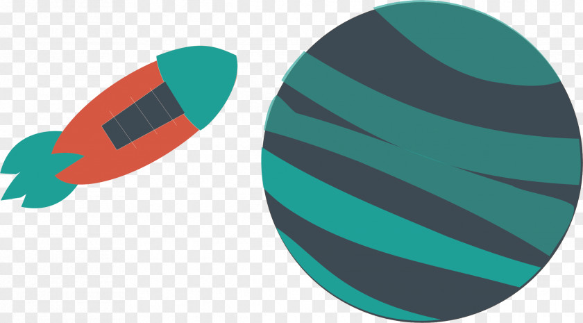 Spaceship Planet Teal Circle Font PNG