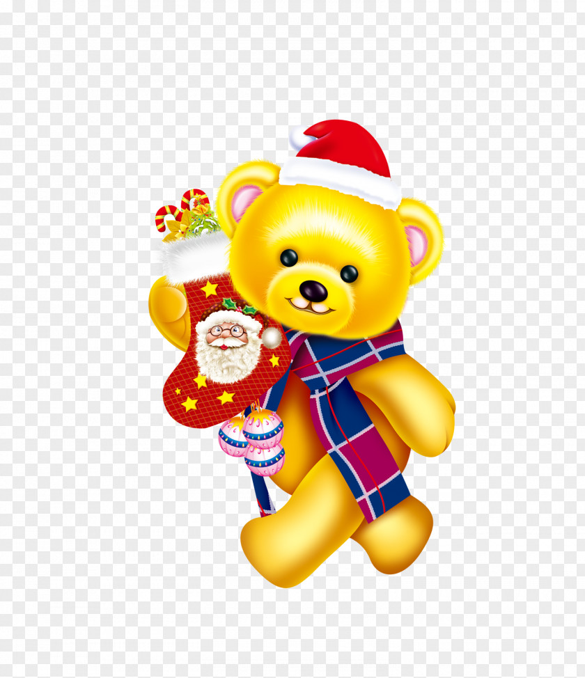 Cartoon Bear Christmas Santa Claus PNG