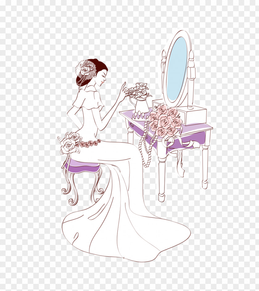 Dressing Bride Wedding Illustration PNG