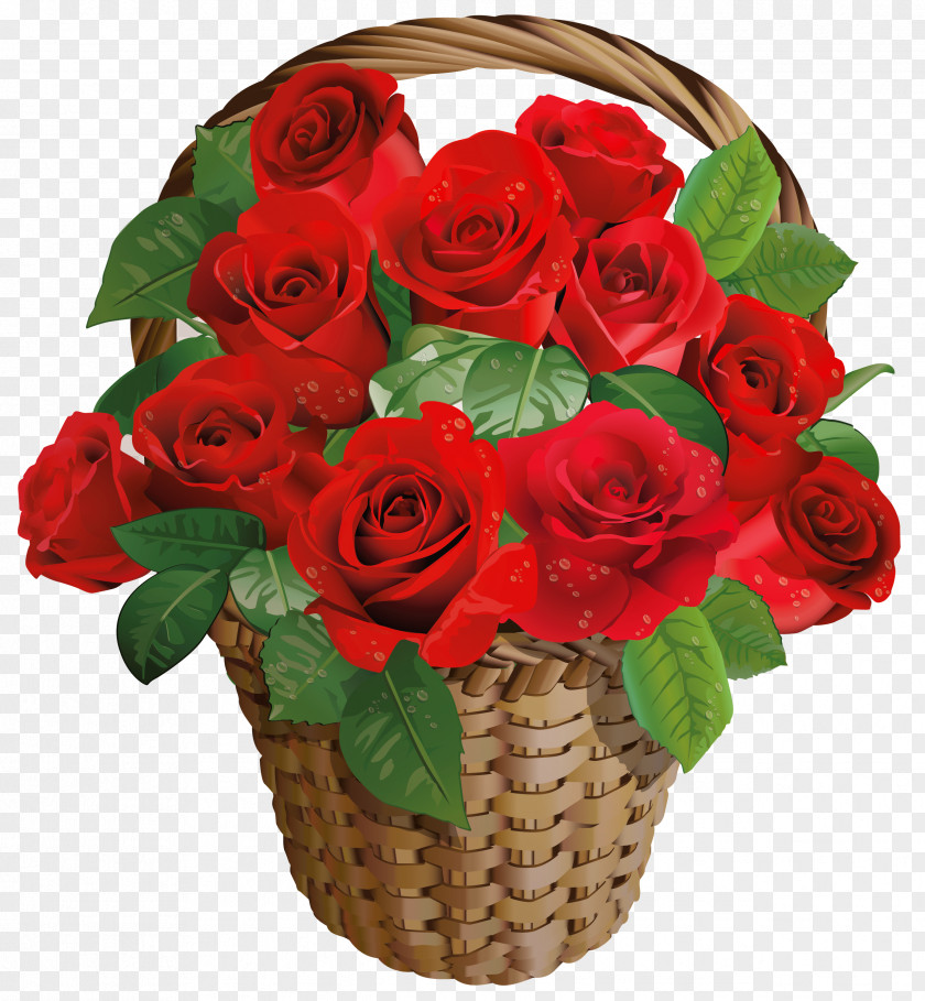 Valentine Gift Rose Basket Clipart Picture Flower Valentines Day Clip Art PNG