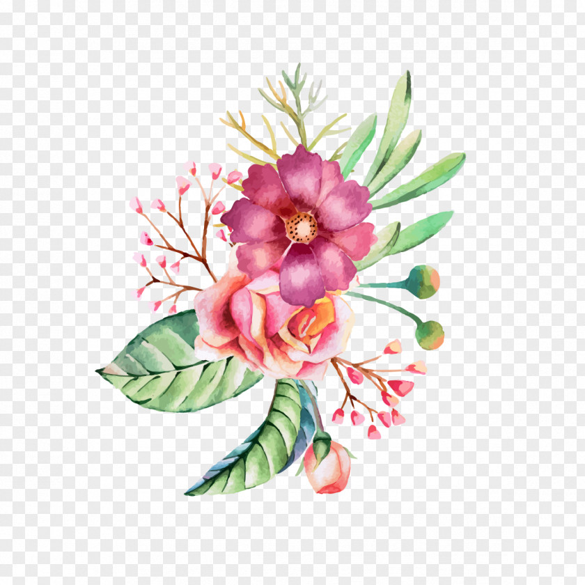 Watercolor Flowers Europe Floral Design PNG