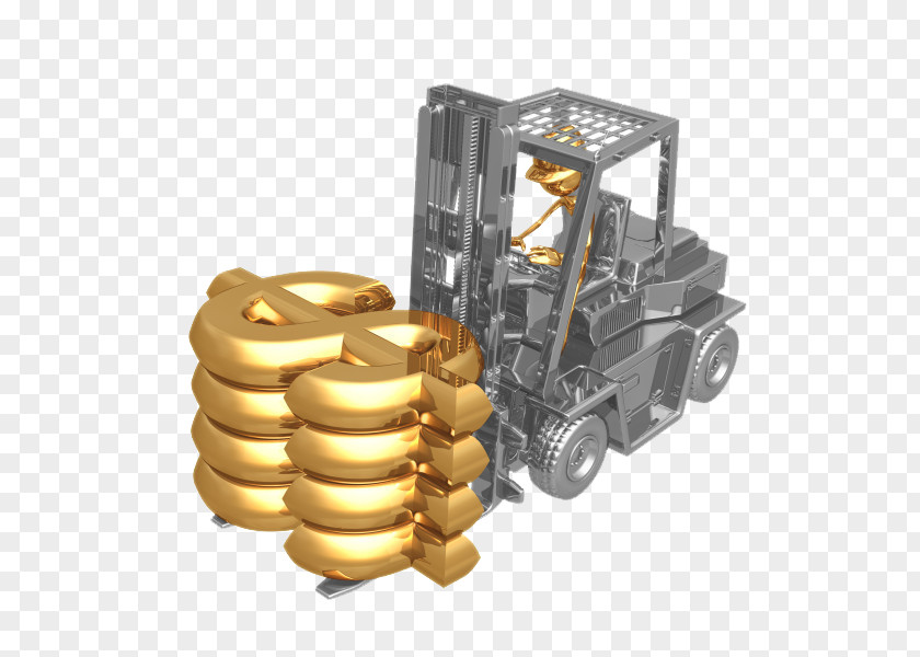 3D Golden Dollar Forklift Service Foreign Exchange Market Illustration PNG
