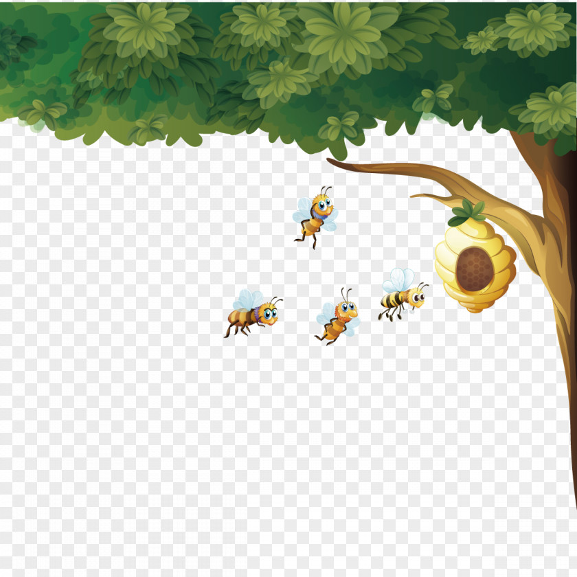 Vector Bee Hive Beehive Honey Euclidean PNG