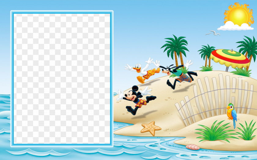 Beach Frame Cliparts Mickey Mouse Minnie Goofy Donald Duck PNG