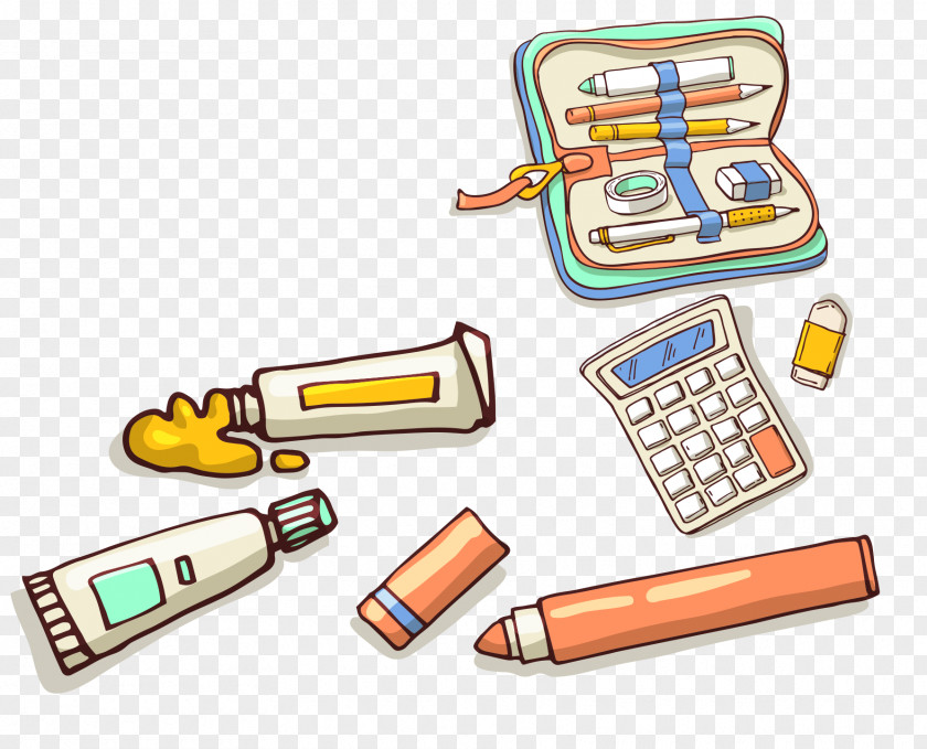 Cartoon Learning Tools Watercolor Painting PNG