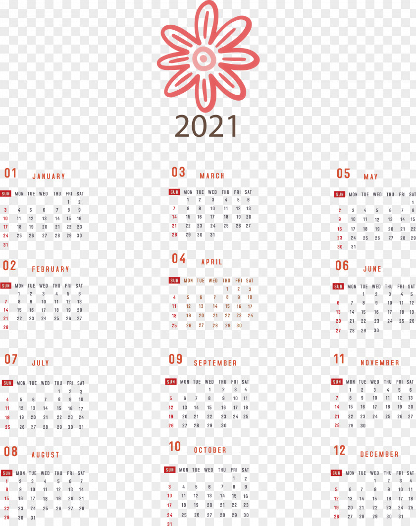 Printable 2021 Yearly Calendar PNG