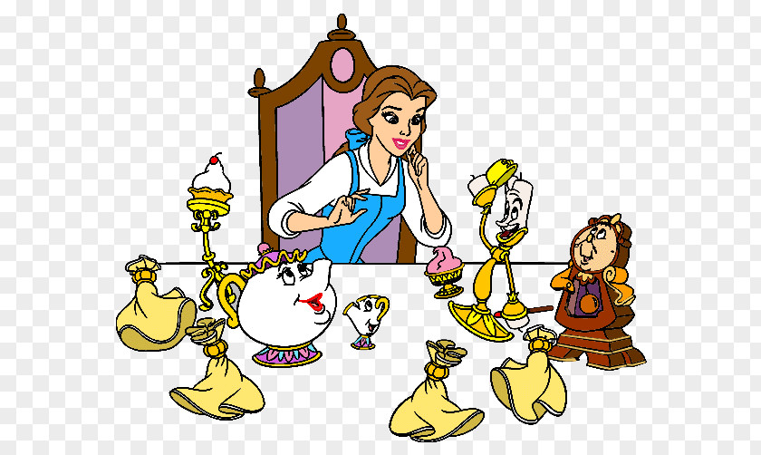 Vlc Cartoon Beauty And The Beast Belle Cogsworth Mrs. Potts PNG