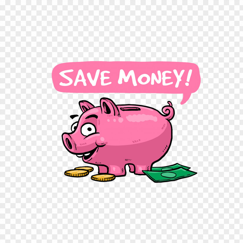Cartoon Pink Piggy Bank Money Saving Clip Art PNG