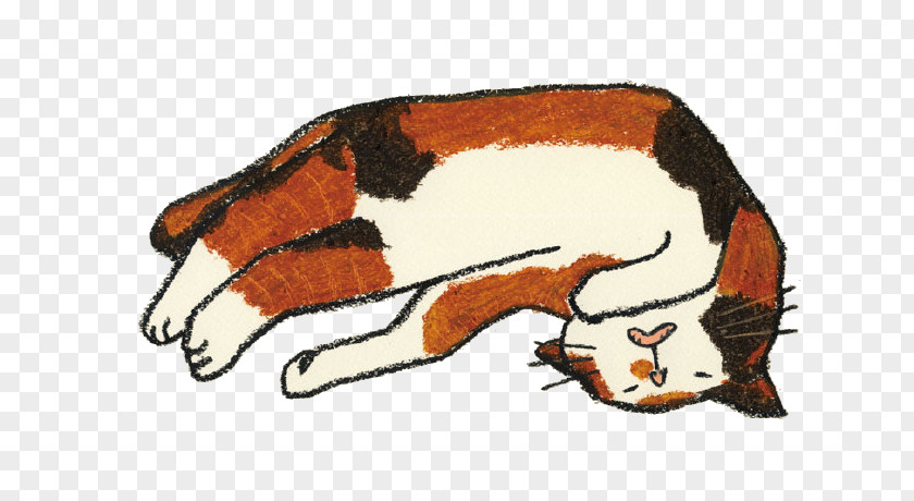 Hand-drawn Illustration Sleeping Cat PNG