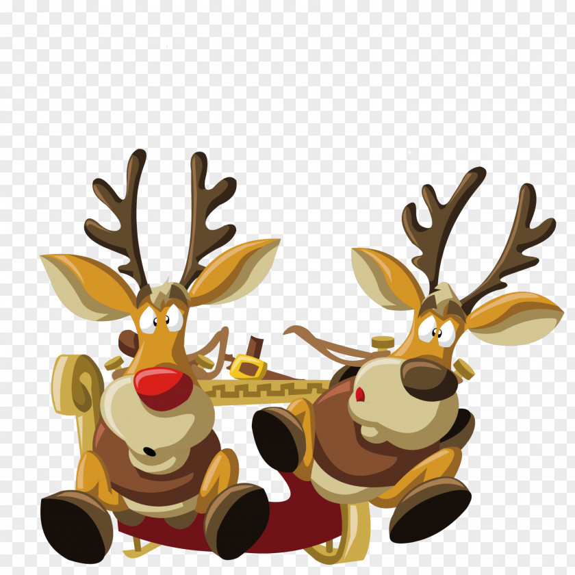 Long Horned Deer Rat Santa Claus Rudolph Reindeer Christmas Sticker PNG