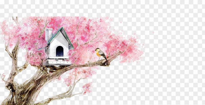 Bird's Nest Bird Comics Watercolor Painting Illustration PNG