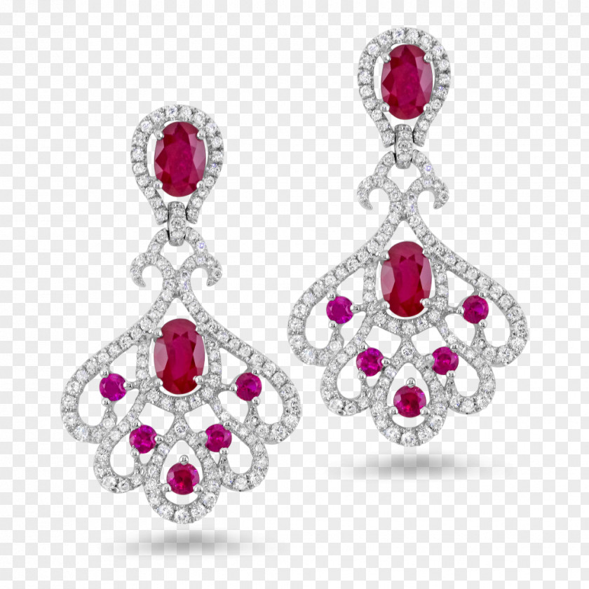 Earring Ruby Diamond Jewellery Carat PNG