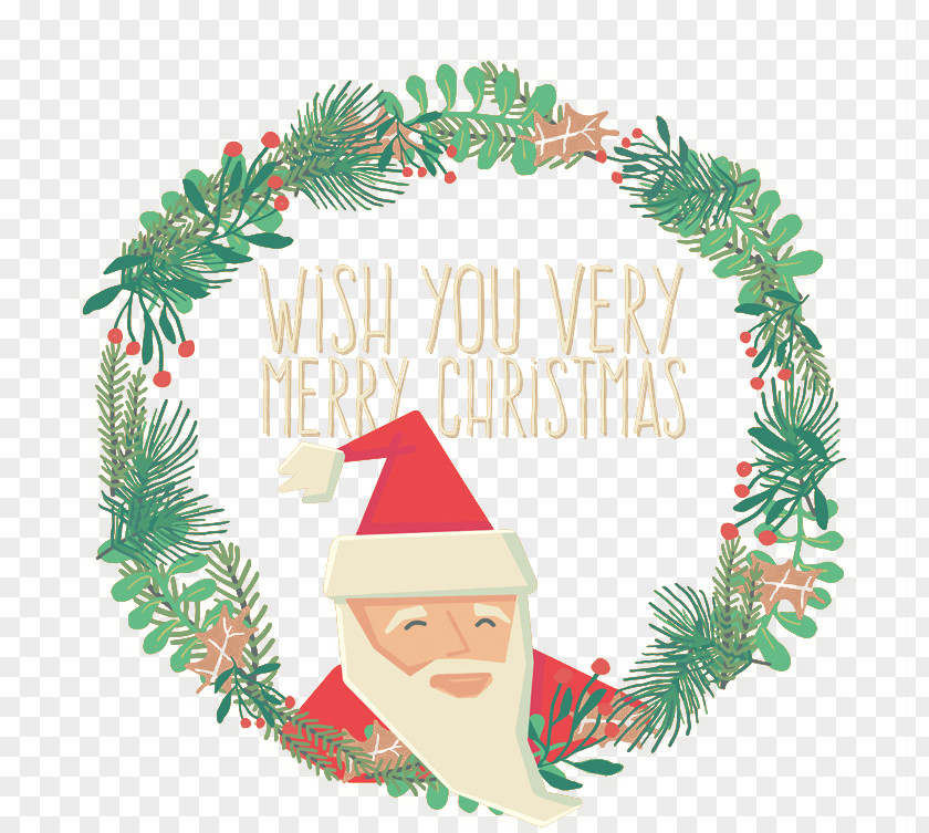 Santa Claus Greeting Card Vector Christmas Tree Garland PNG