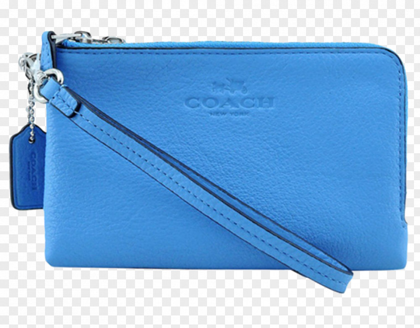 Coach Purse Leather Tapestry Blue Wallet Handbag PNG