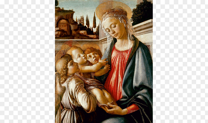 Painting Madonna And Child Two Angels Sandro Botticelli With An Angel Virgin PNG