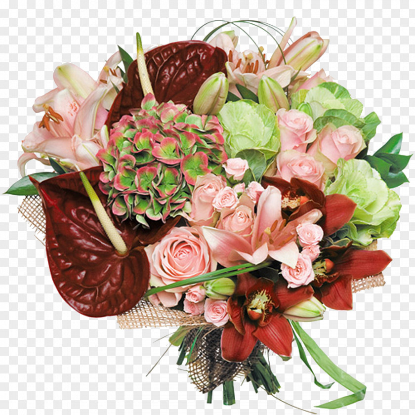 Bouquet Flower Garden Roses Orchids Birthday PNG