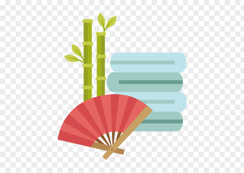 Vector Hand-painted Folding Bamboo Health Culture Towel Hand Fan PNG