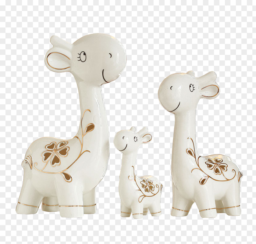 A Family Of Three Deer Ornaments Red Giraffe Ceramic Ornament PNG