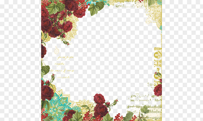 Classical Floral Border Creative Rosa Chinensis Paper Flower Decoupage PNG