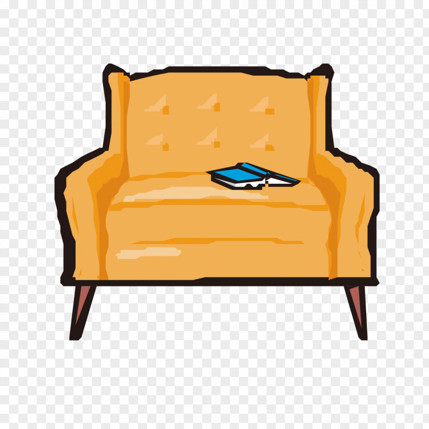 Yellow Seat Chair Table PNG