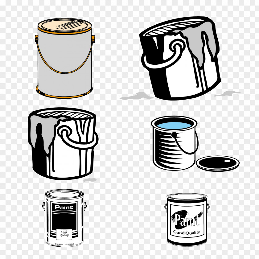 Bucket Vector Material Collection Paint Barrel PNG