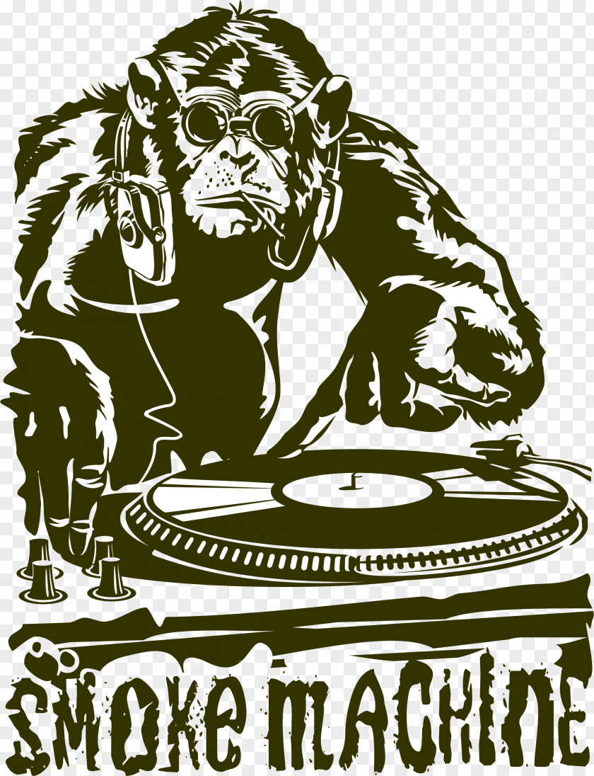 Gorilla Disc Jockey House Music PNG jockey music, Trend gorilla DJ , Smoke Machine illustration clipart PNG