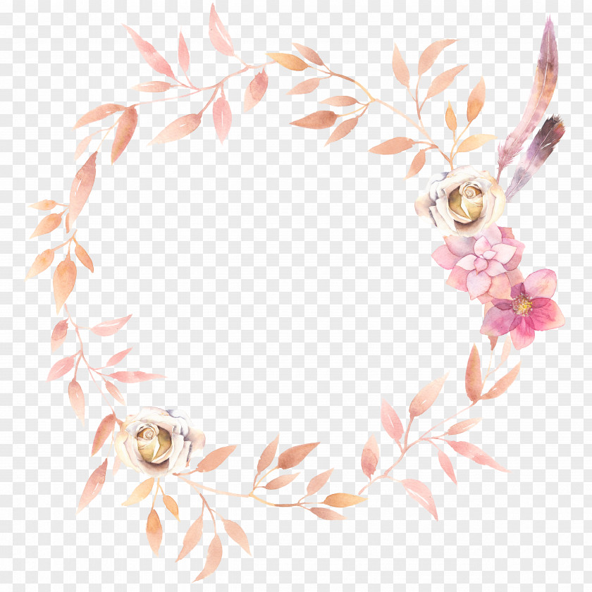 Hand-painted Watercolor Flower Garland Painting PNG
