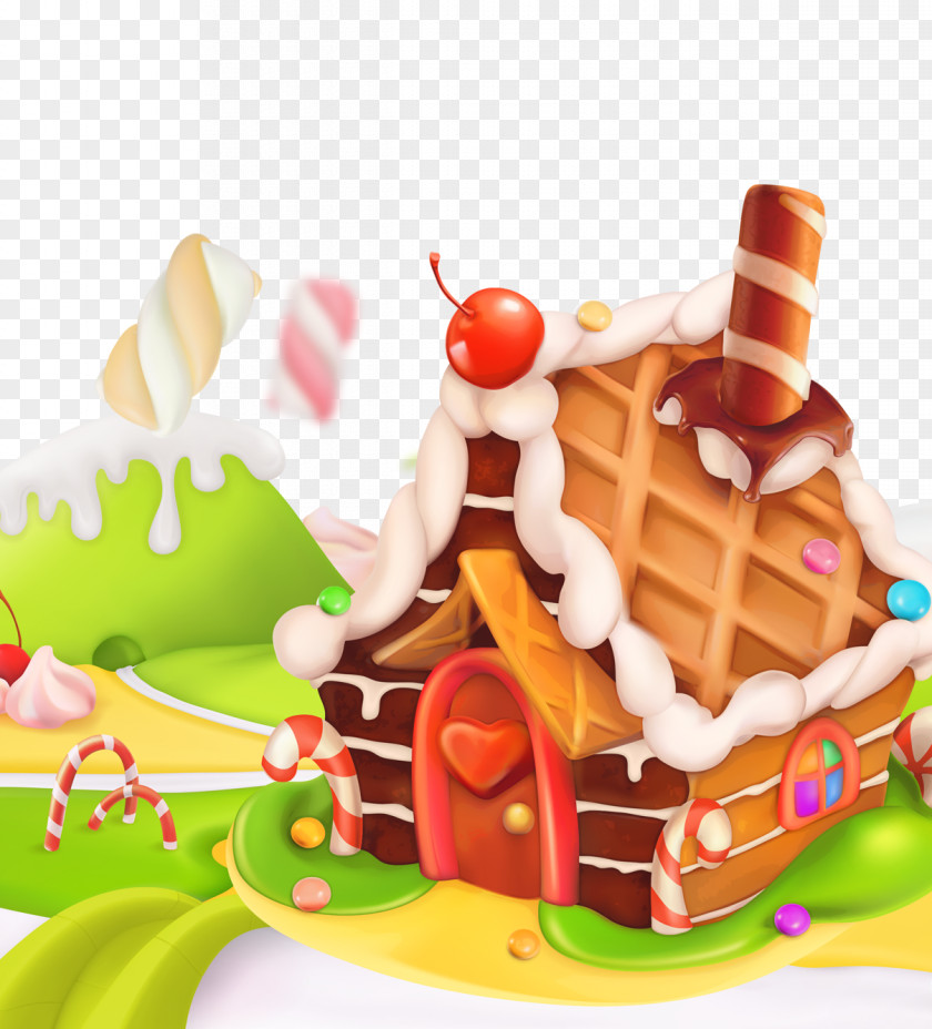 Cartoon Candy House Lollipop Cupcake Sweetness PNG