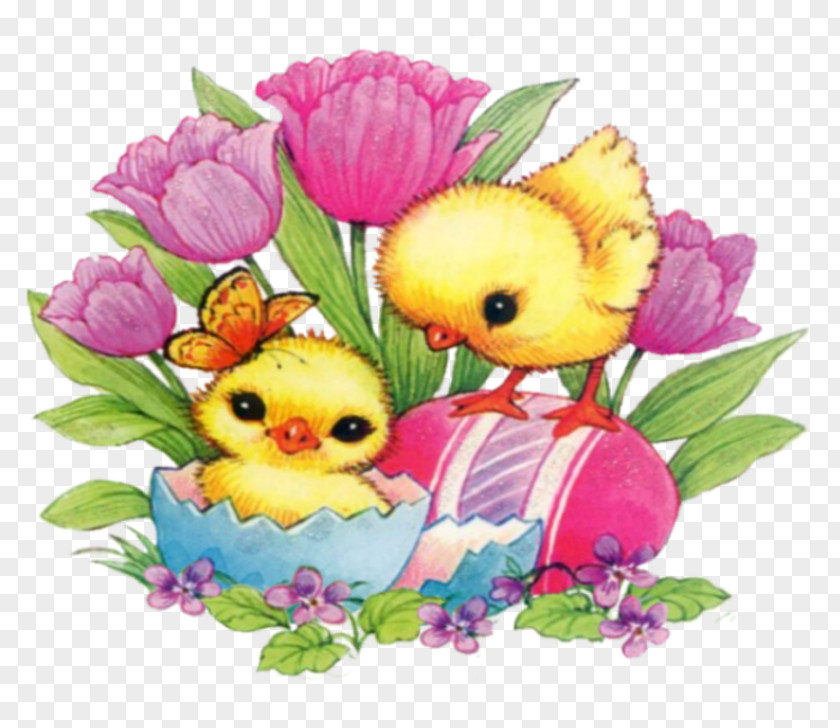 Easter Chicks Egg Floral Design Flower Bouquet PNG